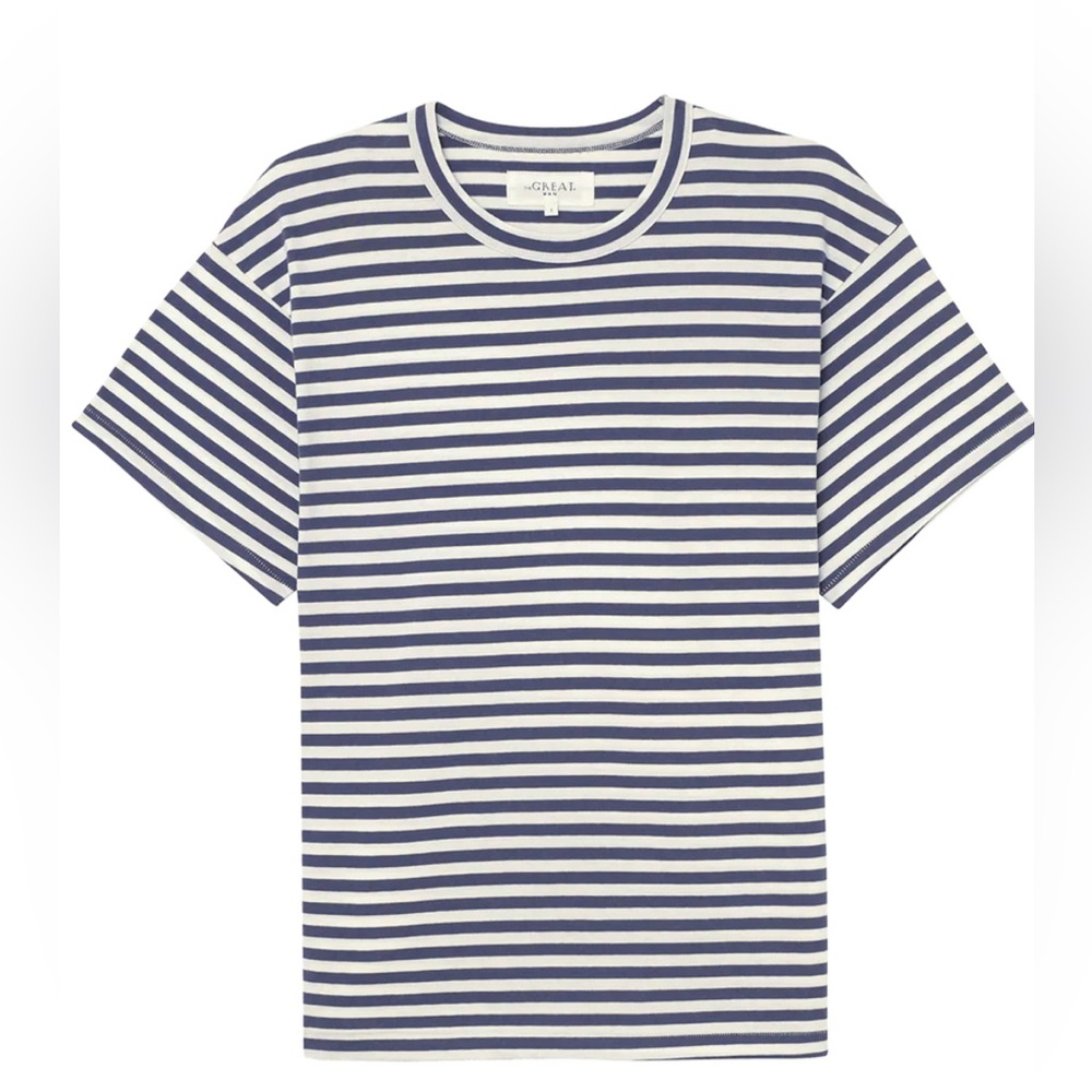 Boxy Crew. The Great. Vintage Blue Stripe. Size 0